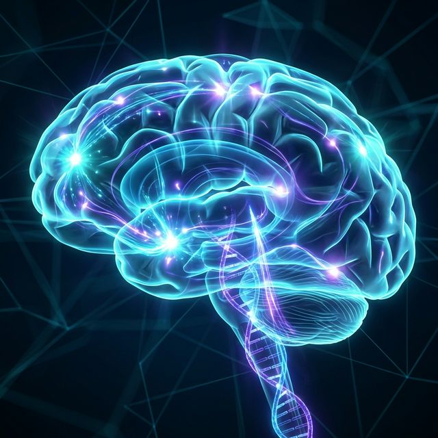 Brain neural pathways reorganizing with glowing synaptic connections