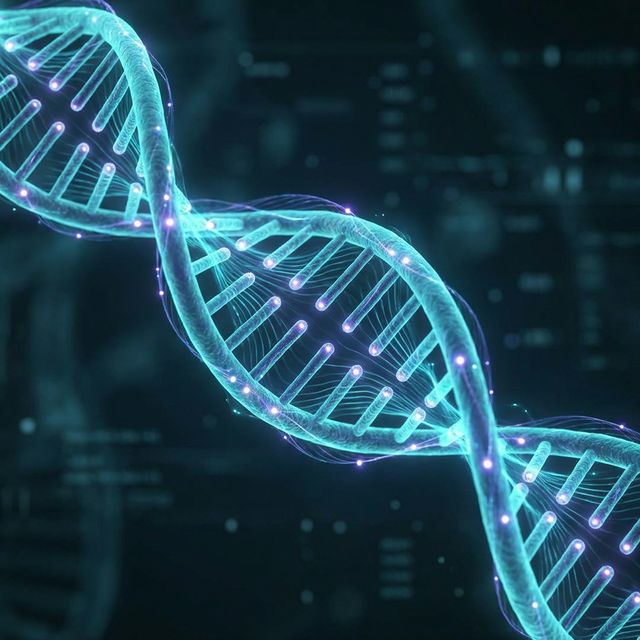Sections of DNA lighting up progressively along the strand