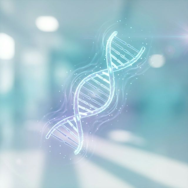 Futuristic glowing DNA helix