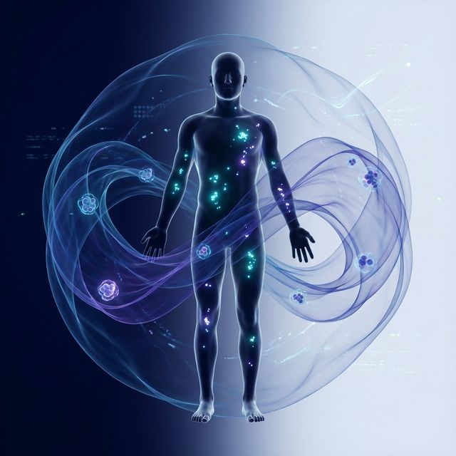 Human body emitting subtle biophotonic light particles