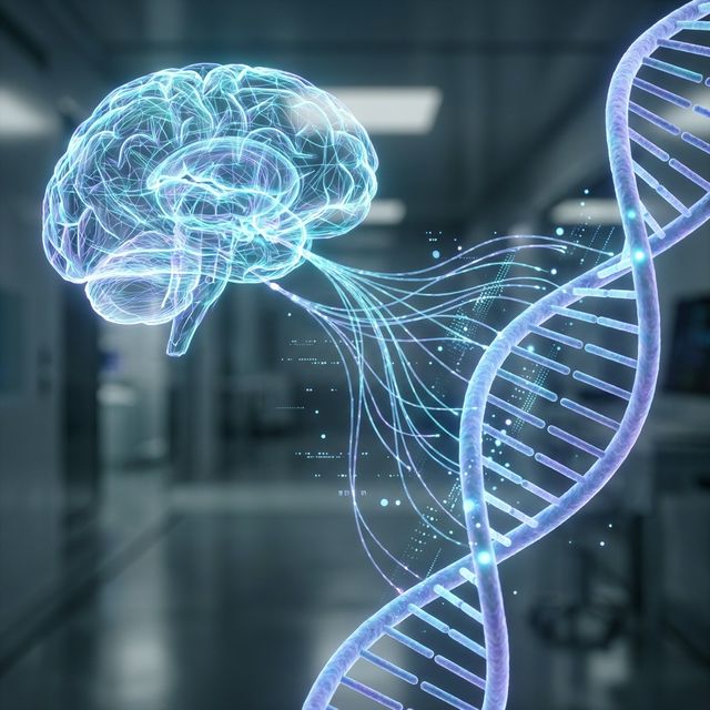Human brain connected to DNA helix through luminous networks of information